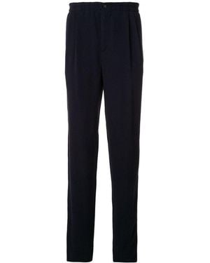 Giorgio Armani High-Waisted Ribbed Pants - Blue