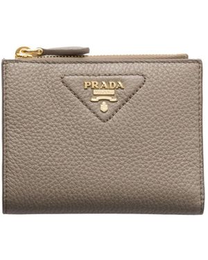 Prada Small Leather Wallet - Grey
