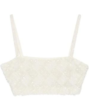 P.A.R.O.S.H. Geometric Sequin Embellished Top - White