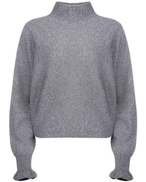 Twinset Mock-Neck Ruffled Jumper - Grey