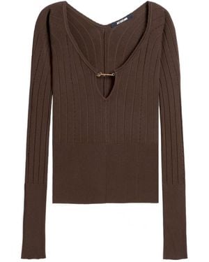 Jacquemus Logo Plaque Long Sleeved Top - Brown