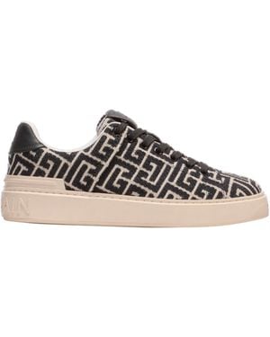 Balmain Monogram Jacquard B-Court Trainers - Brown