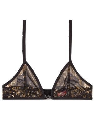 DIESEL Stretch-Tulle Bra With Metallic Effect - Brown