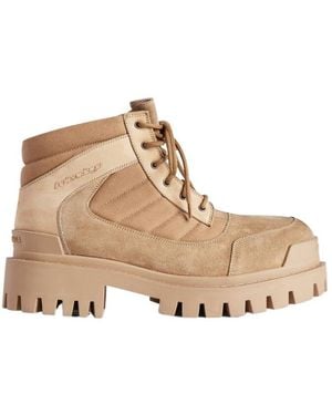 Balenciaga Combat Strike Lace-Up Boots - Natural