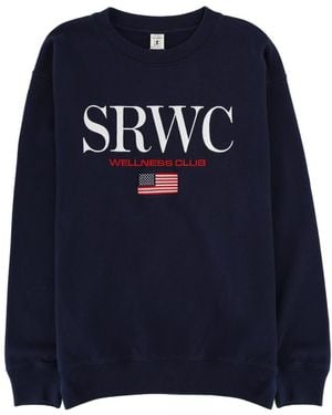 Sporty & Rich Embroidered-Logo Sweatshirt - Blue