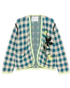 forte_forte Checked Cardigan - Green