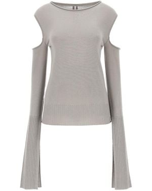 Rick Owens Off-Shoulder Knitted Top - Gray