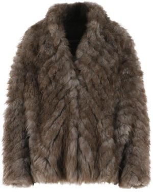 Simonetta Ravizza Lapel Jacket Made Of Cashmere Goat Fur - Brown