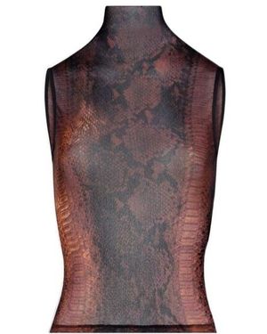 Jean Paul Gaultier Printed Mesh High Neck Tank Top - Purple