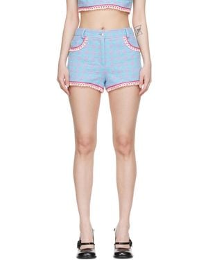 Moschino Houndstooth Tassel Trim Shorts - Blue