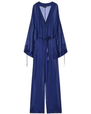 Giorgio Armani Viscose And Silk Gauze Jumpsuit - Blue