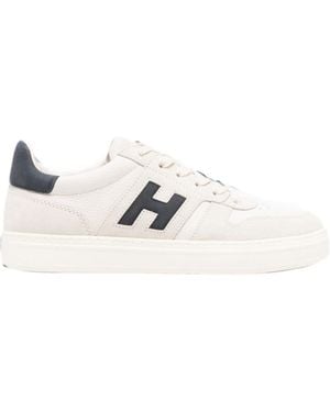 Hogan H-Tv Logo-Patch Panelled Trainers - White