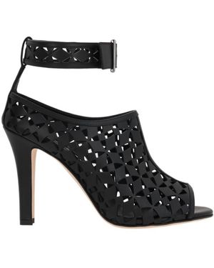 Manolo Blahnik Chinap Open-Toe Satin Sandals - Black