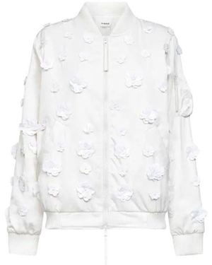 P.A.R.O.S.H. Floral-Appliqué Bomber Jacket - White