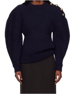 Lanvin Ribbed Knitted Wool Sweater - Blue
