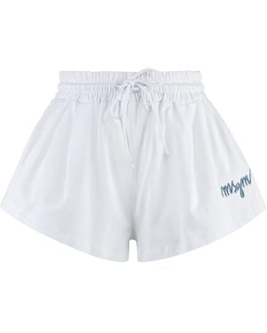 MSGM Logo Embroidered Drawstring Shorts - White