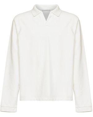 Studio Nicholson Open Collar Long Sleeve Polo Shirt - White