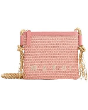 Marni Marcel Logo Embroidered Crossbody Bag in Orange | Lyst