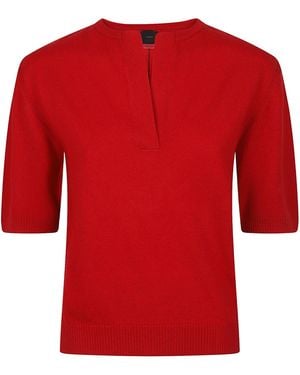 Pinko Varsavia V Neck Short Sleeve Sweater - Red