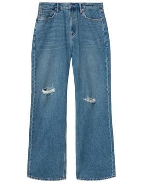 AllSaints Lenny Loose Fit Wide Leg Denim Jeans - Blue