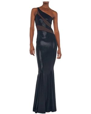 Norma Kamali Mesh Paneled Fishtail Gown - Blue