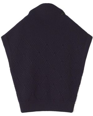 Lanvin High-Neck Diamond-Pattern Sweater - Blue