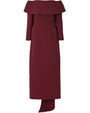 Emilia Wickstead Derika Off-The-Shoulder Pleated Textured-Crepe Gown