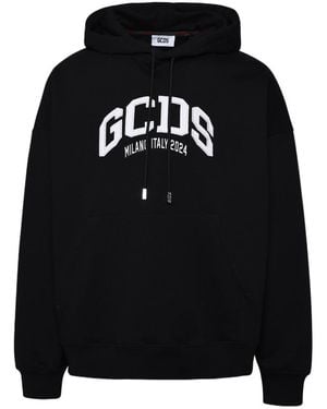 Gcds Lounge Logo Cotton Hoodie - Black