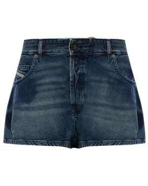 DIESEL Short Denim Skirt With Belt Loops - Blue