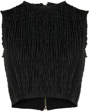 Patou Textured Cropped Top - Black