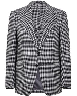 Tom Ford Houndstooth Blazer With Notch Lapels - Gray