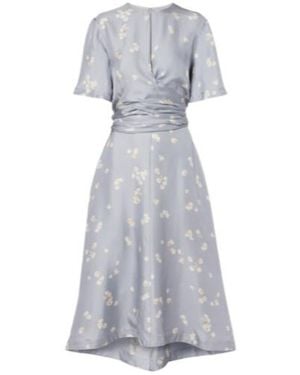 Altuzarra Kirsty Floral Draped Silk Midi Dress - Grey
