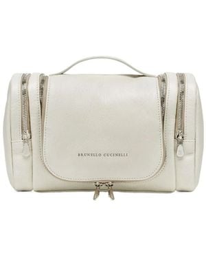 Brunello Cucinelli Leather Toiletry Bag - White