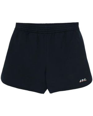 A.P.C. X Asics Logo Printed Elasticated Waistband Shorts - Blue