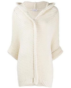 Brunello Cucinelli Crochet Knit Cotton Hoodie - White