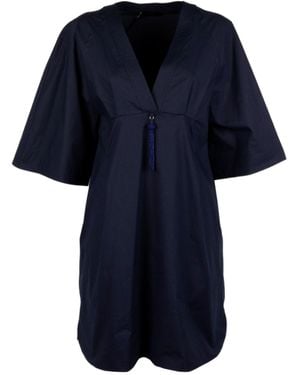 Seventy V-Neck Tassel-Detail Mini Dress - Blue