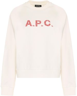 A.P.C. Logo Printed Crewneck Sweatshirt - White