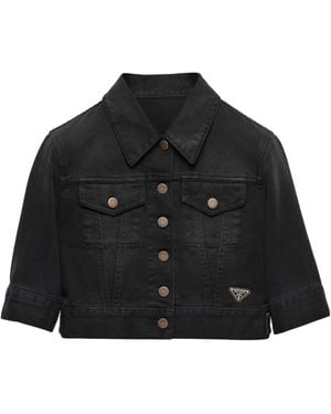 Prada Cropped Denim Jacket - Black