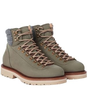 Brunello Cucinelli Round Toe Lace-Up Boots - Brown