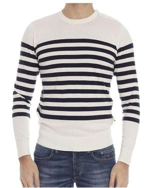 Armani Jeans Striped Knitted Pullover - Grey