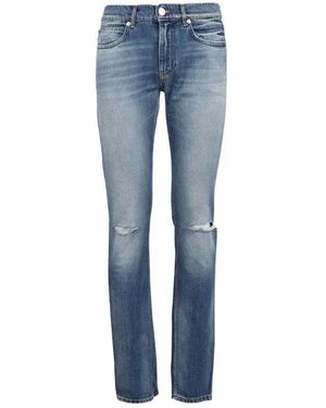 Versace Logo-Patch Distressed Denim Jeans - Blue