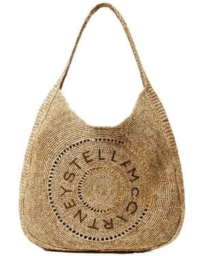 Stella McCartney Logo Large Crochet Hobo Bag - Natural