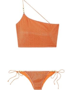 Oséree One-Shoulder Metallic Bikini - White