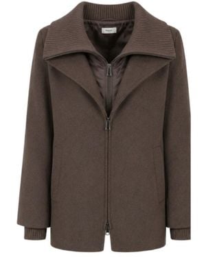 P.A.R.O.S.H. Long-Sleeve Casual Zip-Up Jacket - Brown