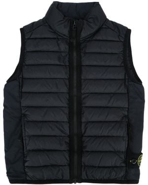 Stone Island Zippered Stand Collar Vest - Black