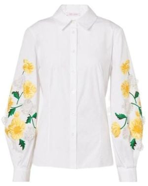 Carolina Herrera Floral Cotton-Blend Poplin Shirt - White