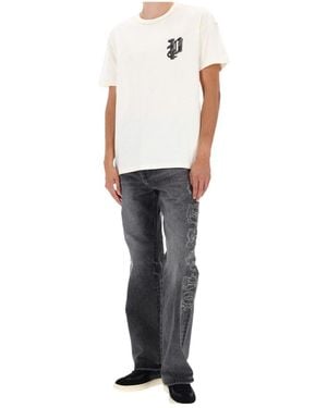 Purple Brand Gothic Wordmark Jeans - White