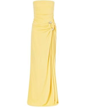 strapless open back dress Primavera Couture 4101 - Fringed Cutout Prom Dress 16 / Fuchsia