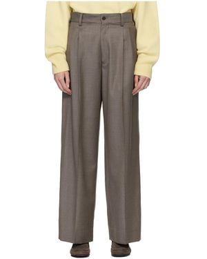 Ssstein Wool Wide-Leg Casual Trousers - Grey