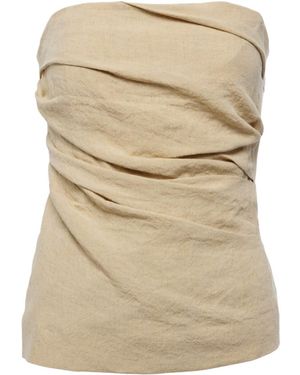 TOVE Izel Strapless Linen Top - Natural